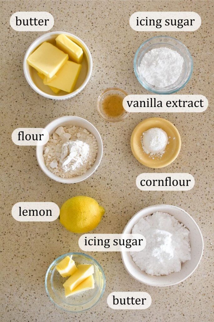 Ingredients for melting moments.