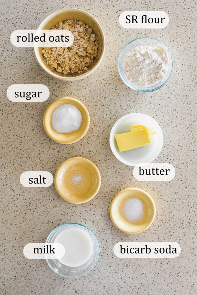 ingredients for oatmeal biscuits.