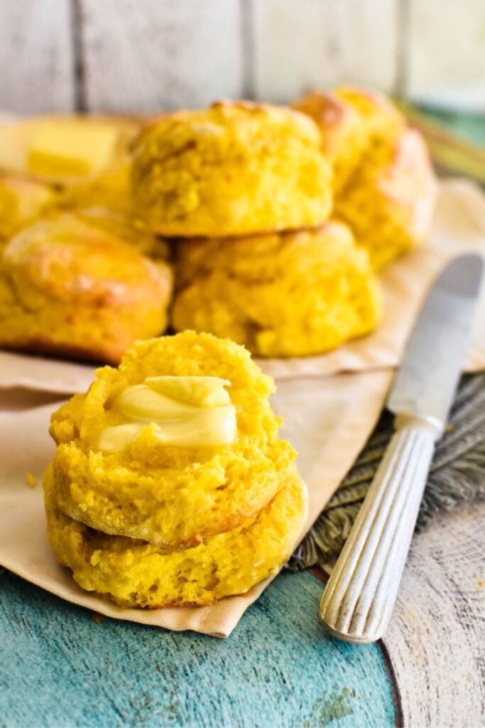pumpkin scones with butter.