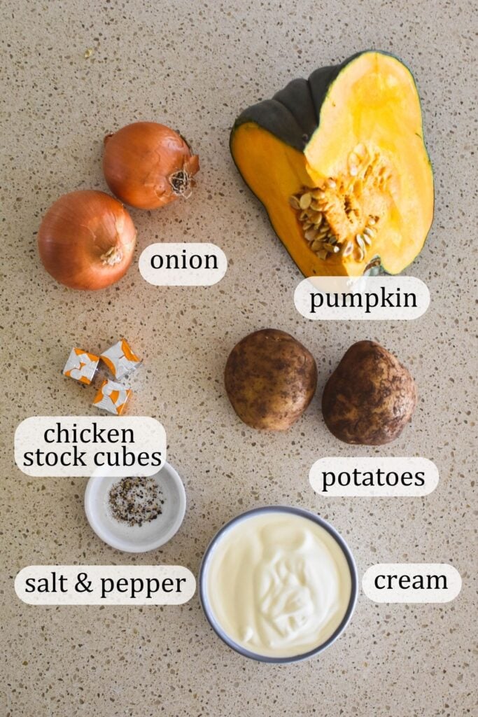 ingredients for pumpkin soup.