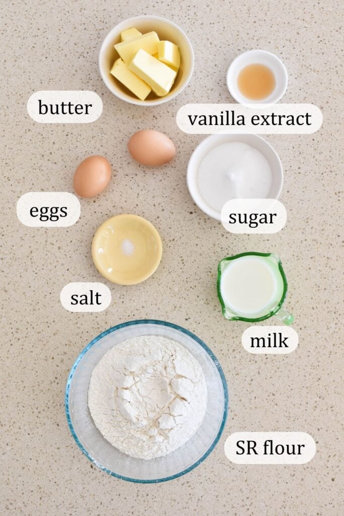 ingredients for butter cake.