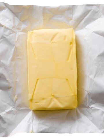 butter block unwrapped.