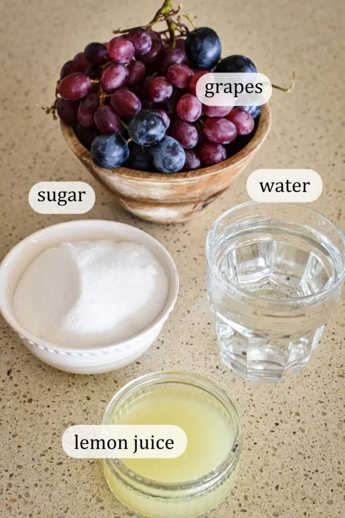 Ingredients for grape jam.