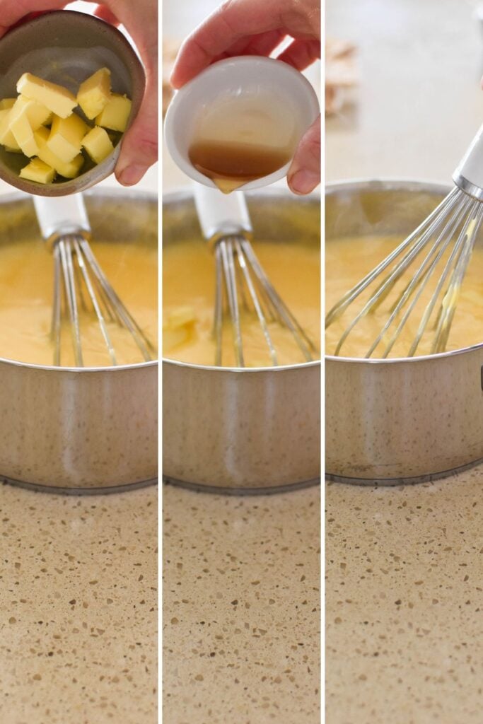 making custard for slice.