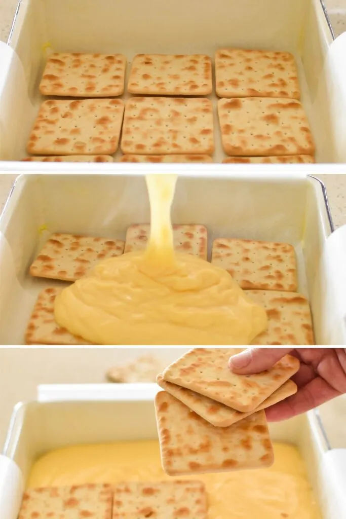 assembling custard slice.