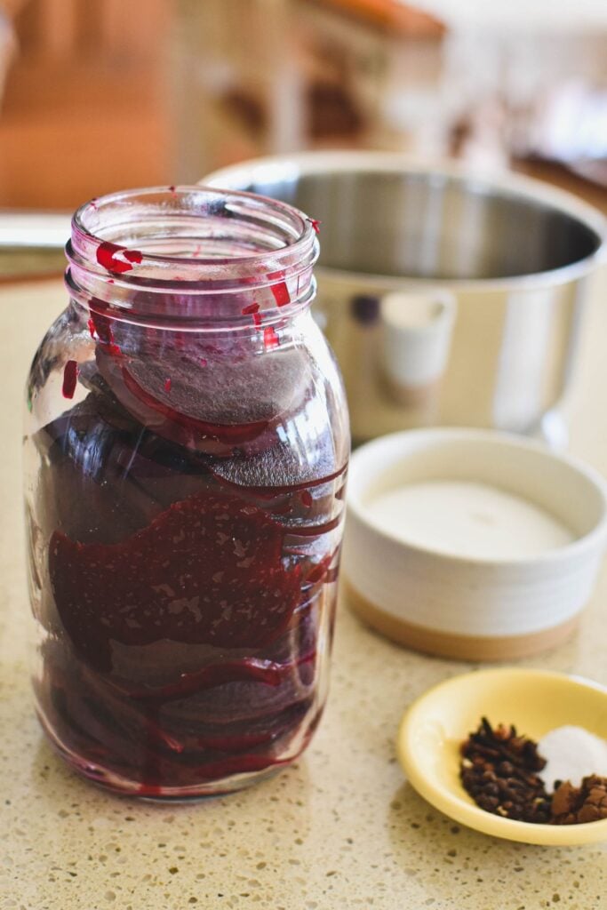 making pickled beetroot.