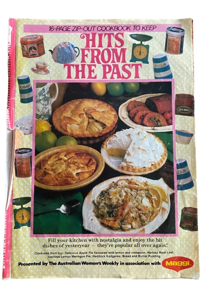 retro recipe book containing rissoles recipe.