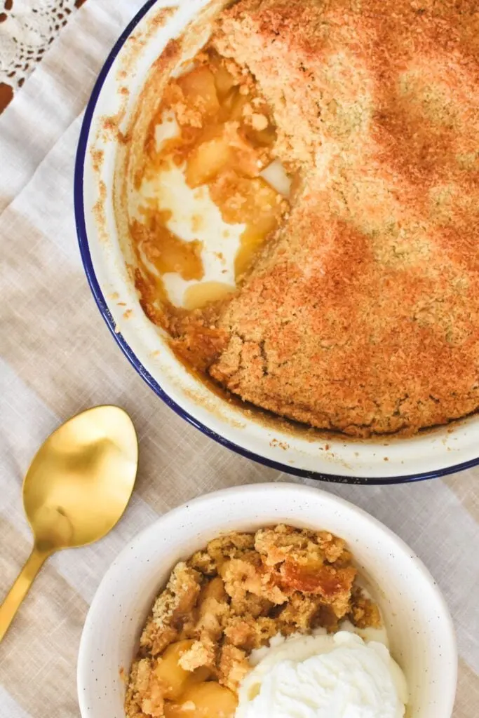 serving apple crumble.