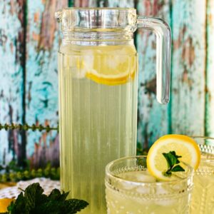 homemade lemonade in jug.