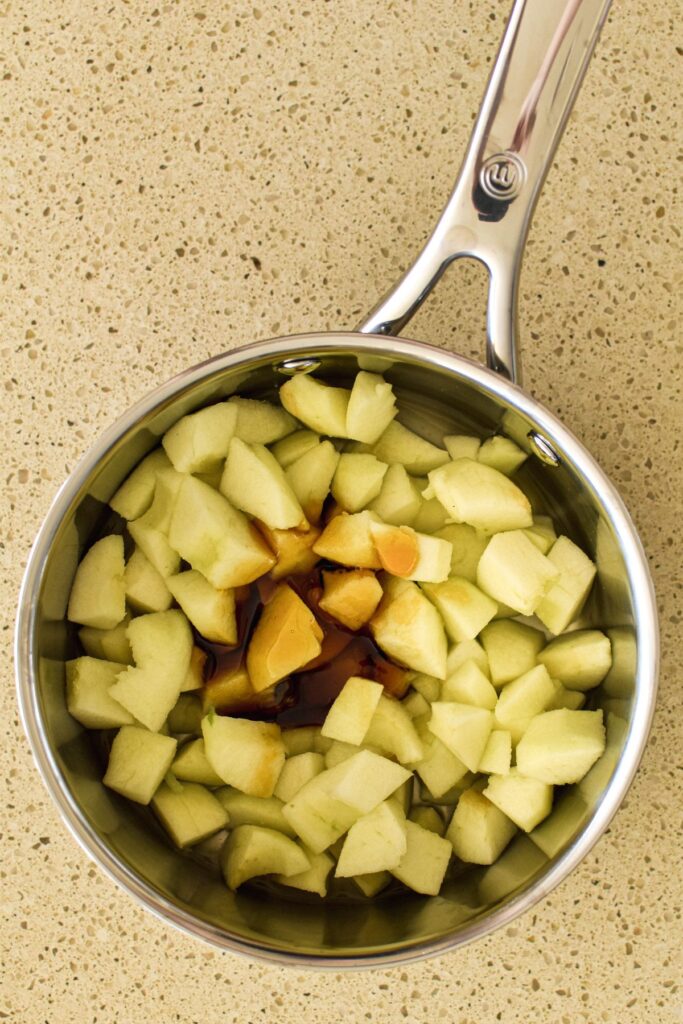 stewing apple for crumble.