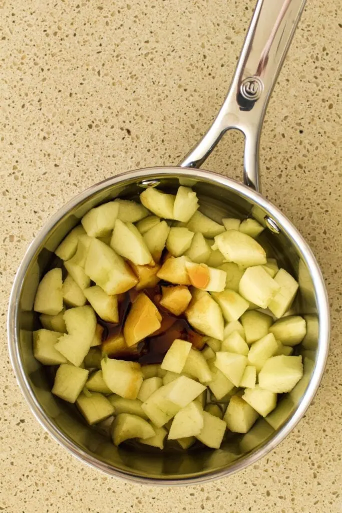 stewing apple for crumble.
