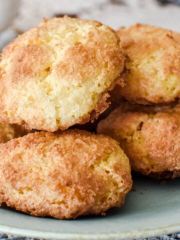 coconut biscuits on plate.