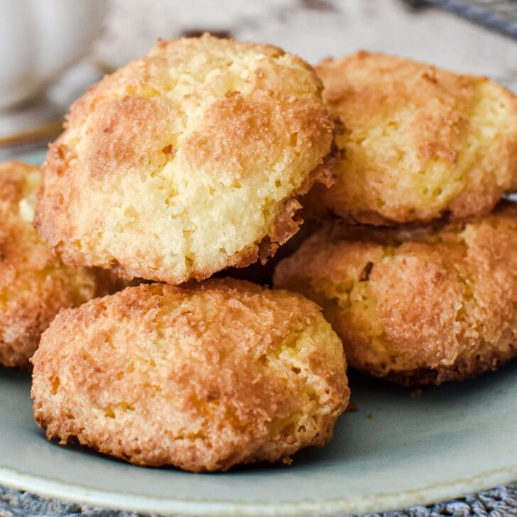coconut biscuits on plate.
