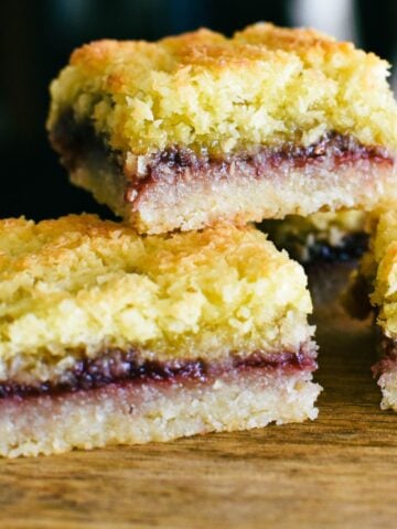 raspberry coconut slice.