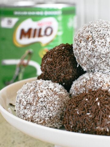 milo balls on plate.