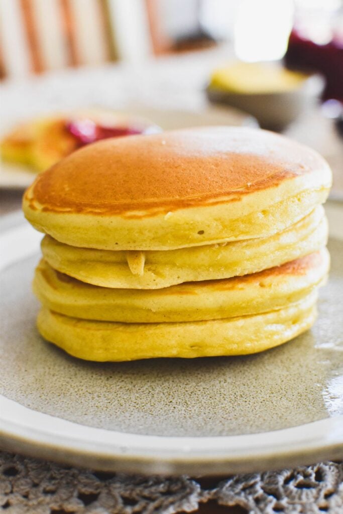 pikelets stacked up on plate.