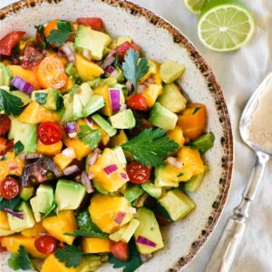 mango salsa in bowl.