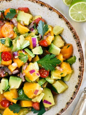 mango salsa in bowl.