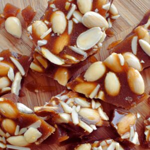 pieces of almond rock toffee.