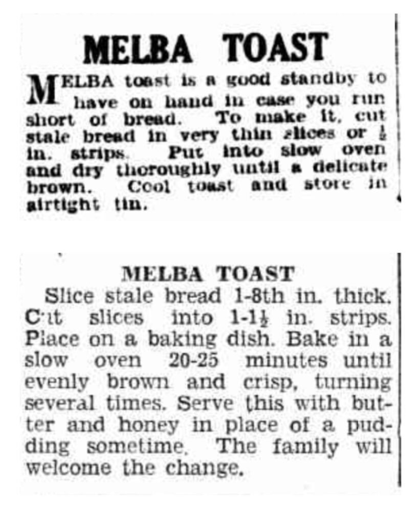 melba toast recipes from newspaper clippings