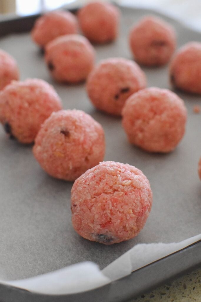 cherry ripe balls on tray