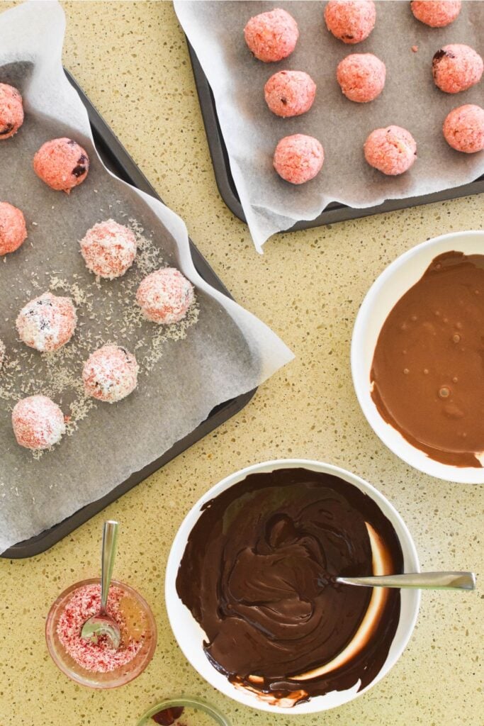 making cherry ripe balls.