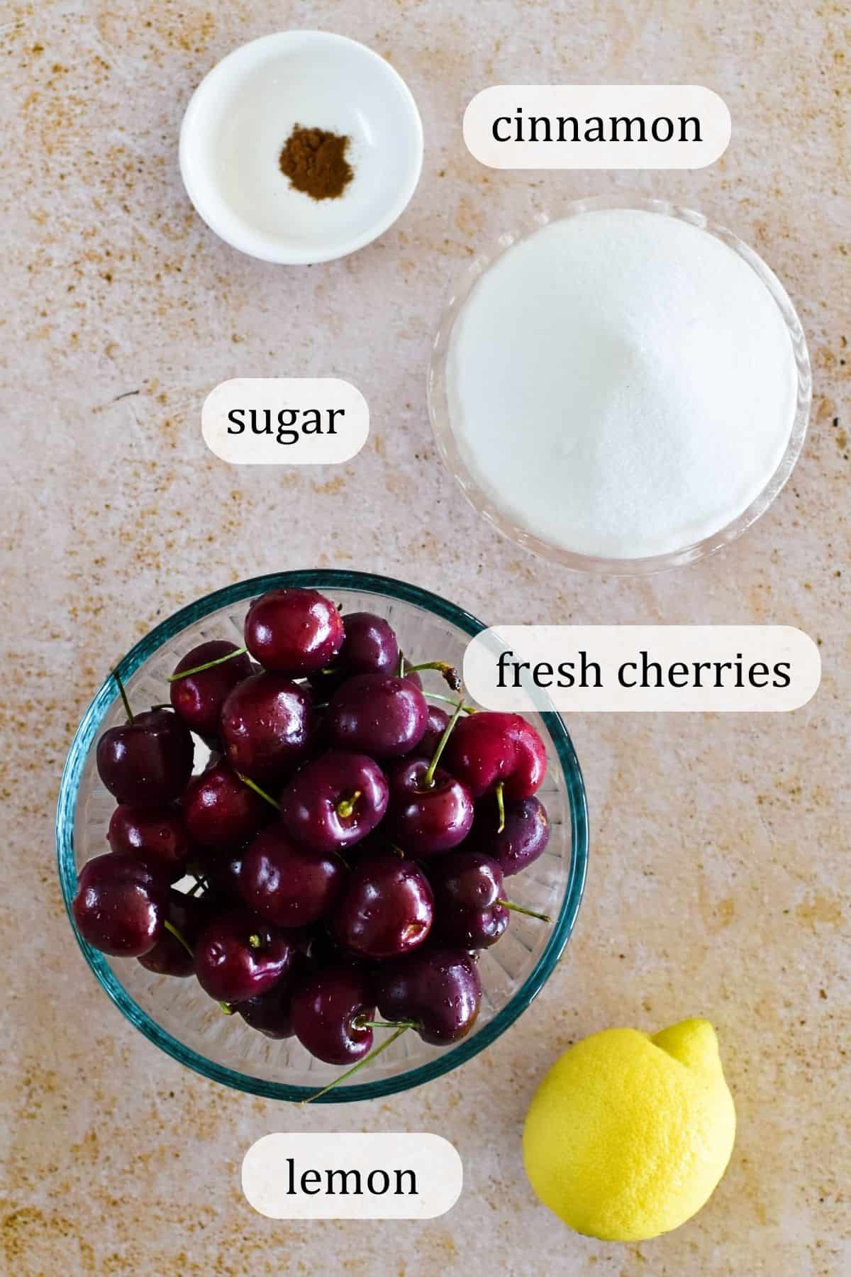 ingredients for cherry compote.