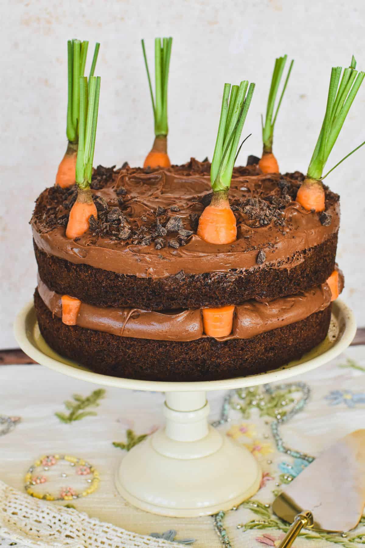 
A Chocolate Cake with Cream Cheese Icing.