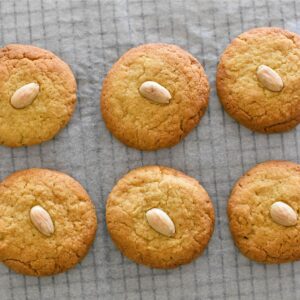 Burnt Butter Biscuits on cooling tray.