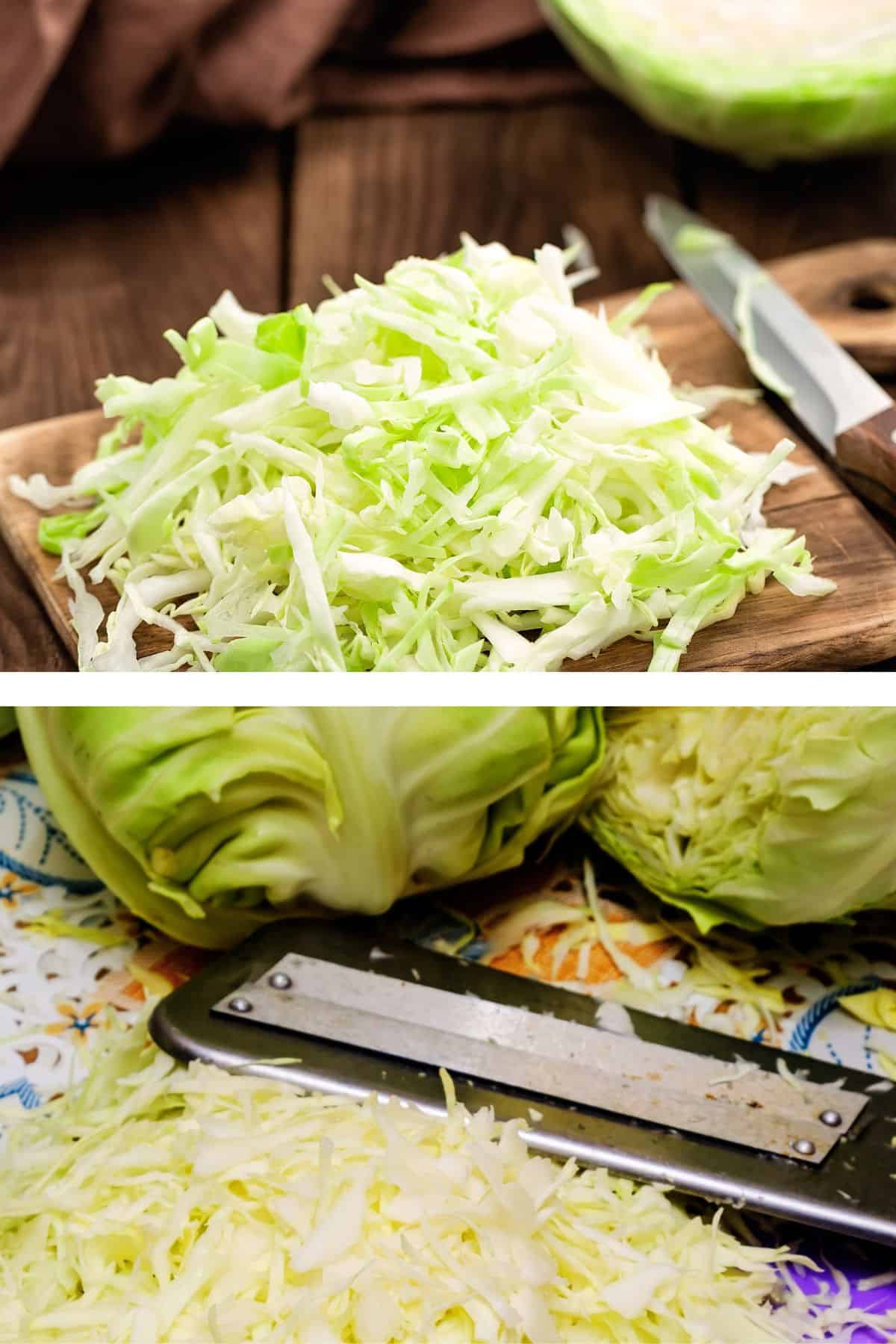 chopping cabbage for chow mein.