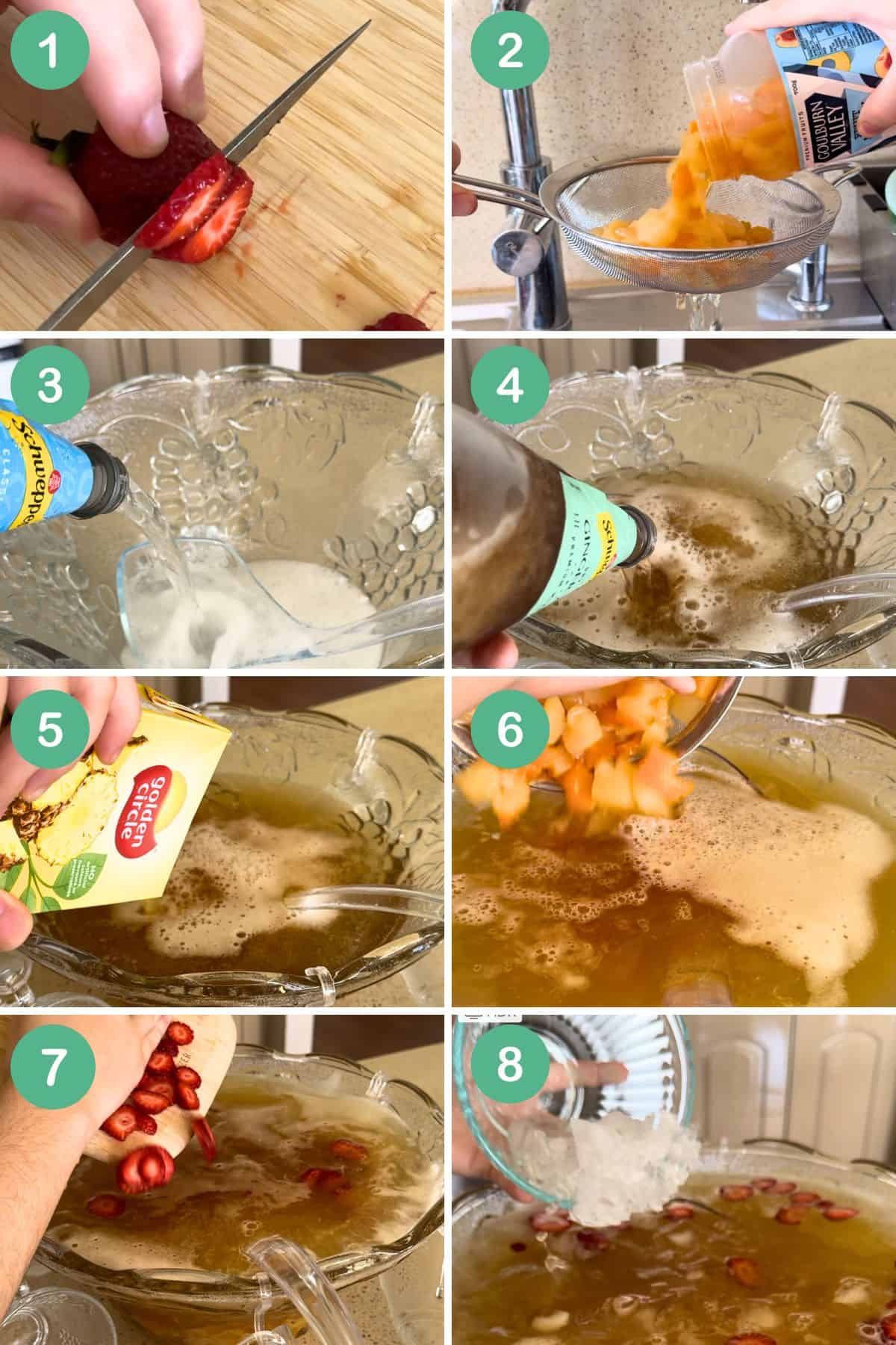 Steps to make Fruit Punch.