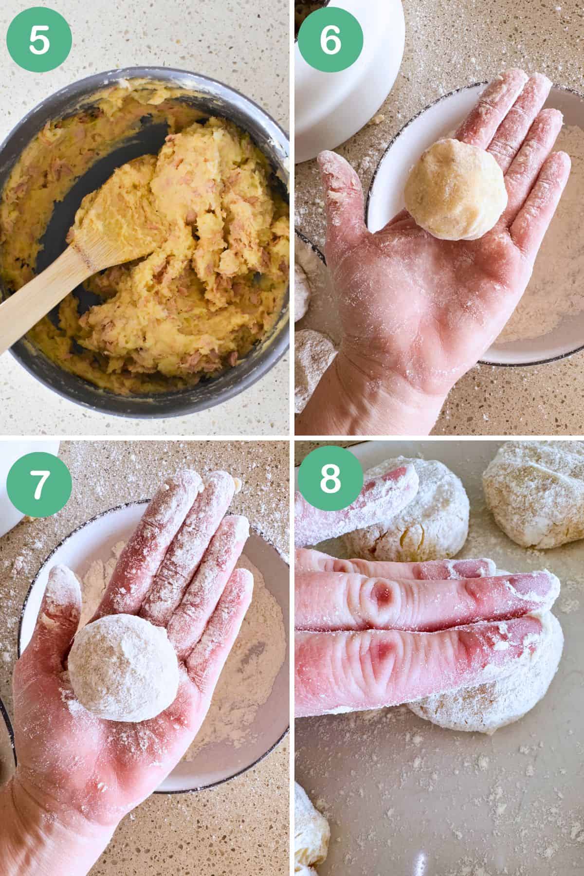 Collage 2 of making tuna patties.