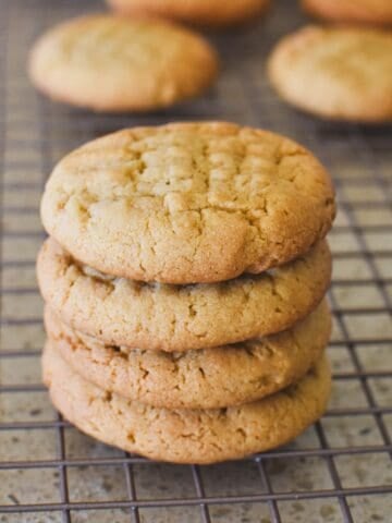 Peanut Butter Biscuits on cooling tray.