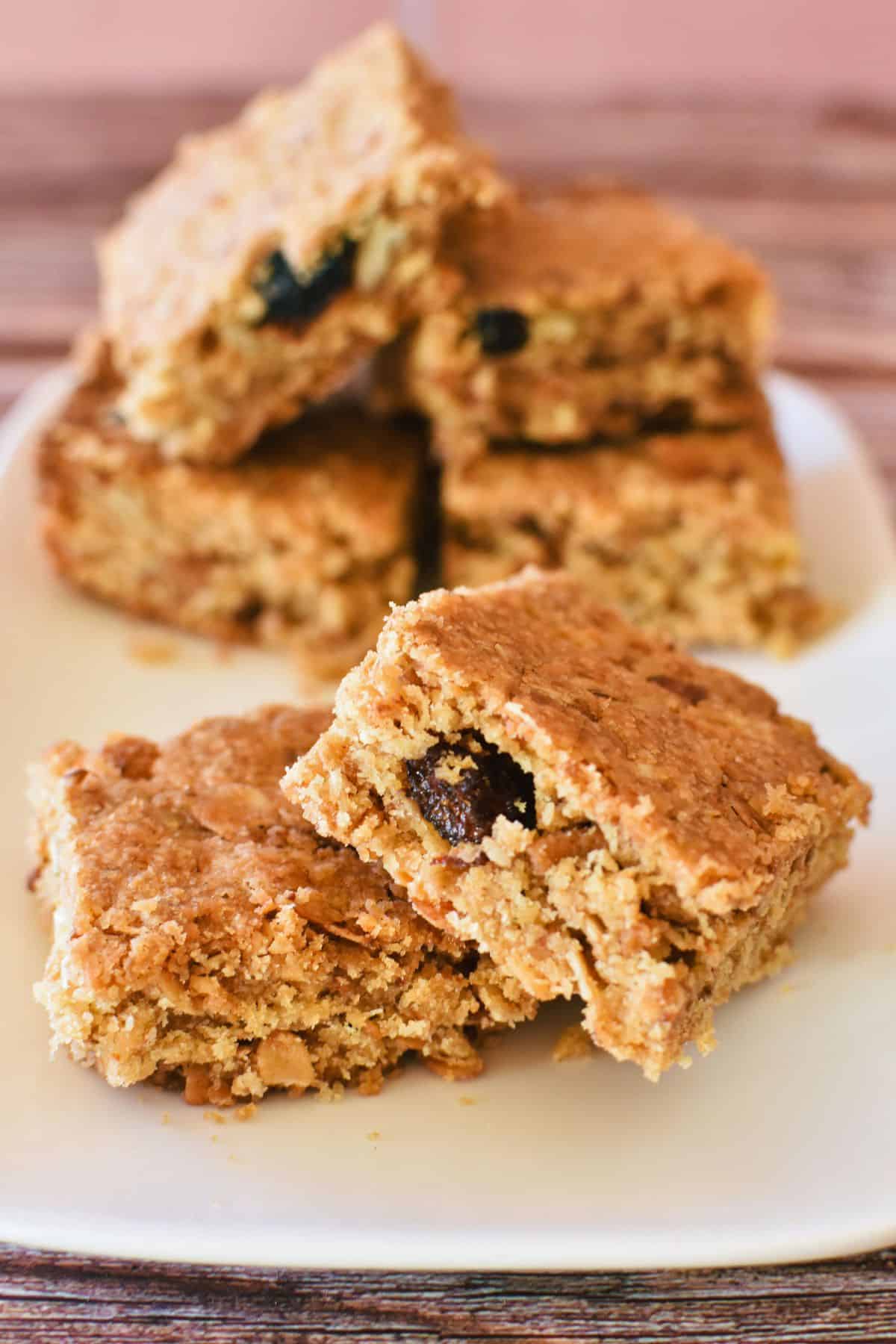 Muesli Slice on plate.
