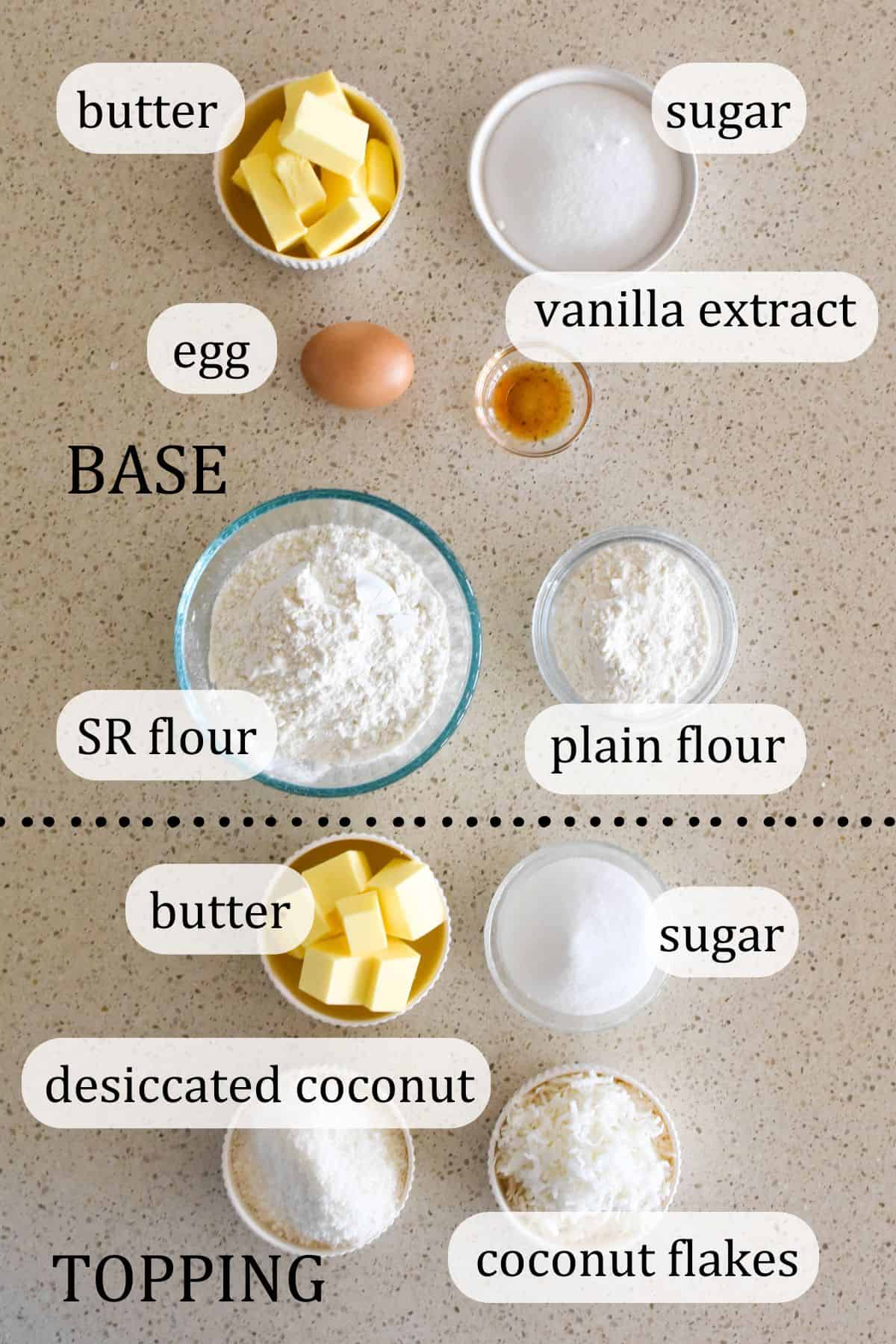 Ingredients for Fijian Coconut Pie