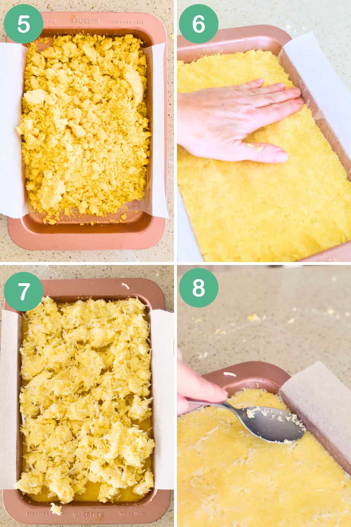 Making coconut pie.