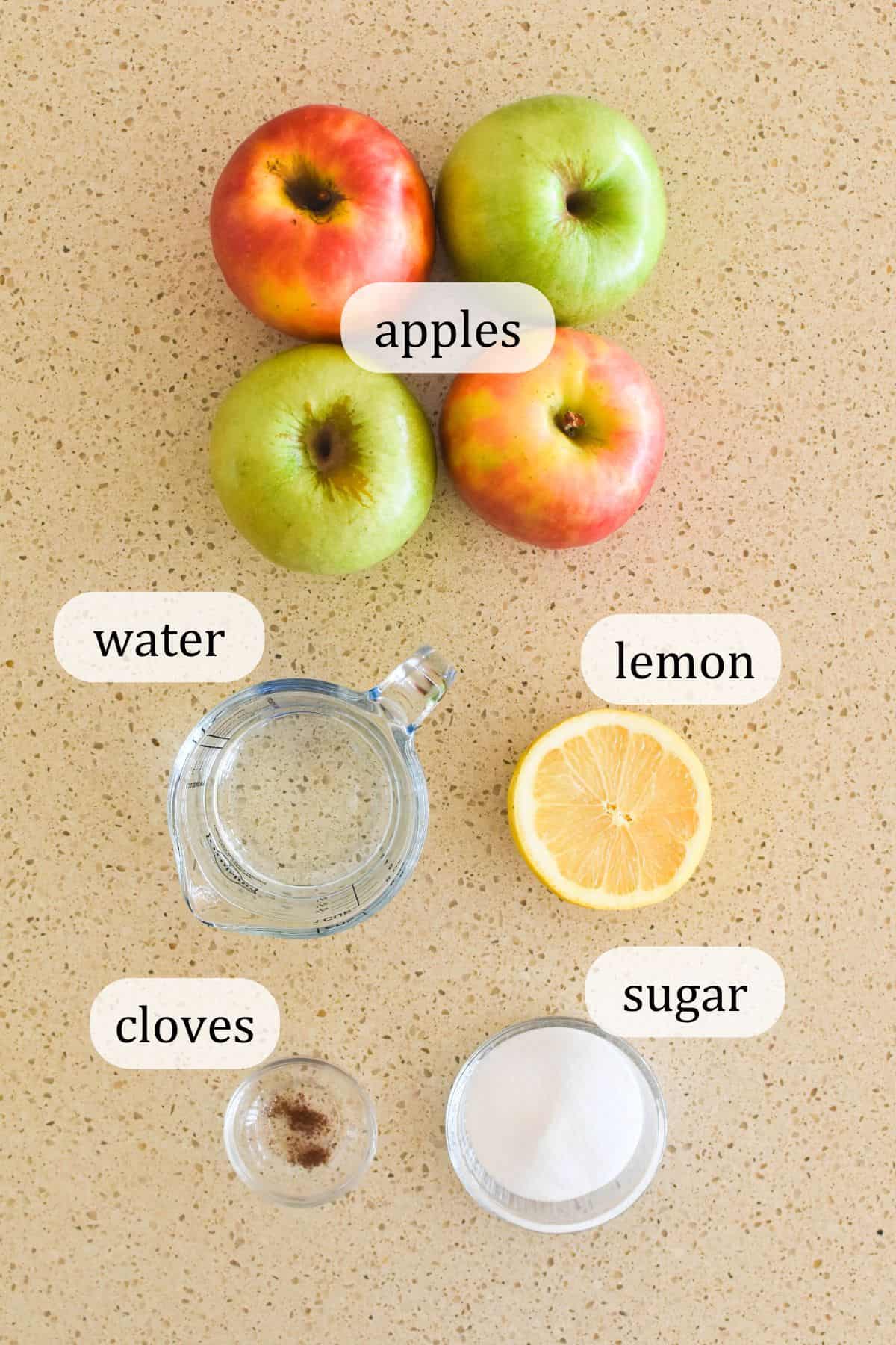 Ingredients for stewed apples.