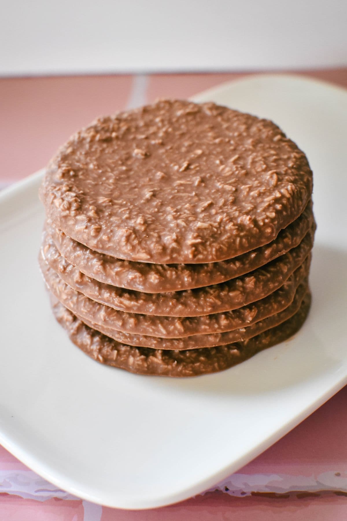 Coconut roughs stacked on plate.
