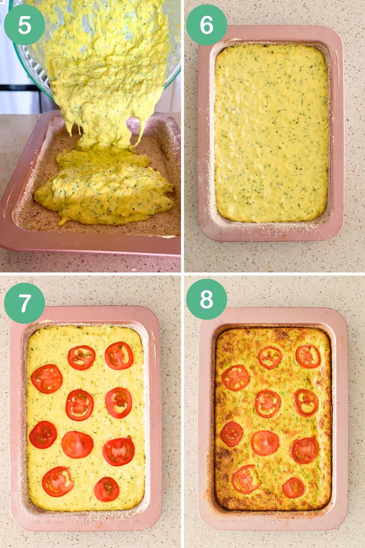 Baking zucchini slice.
