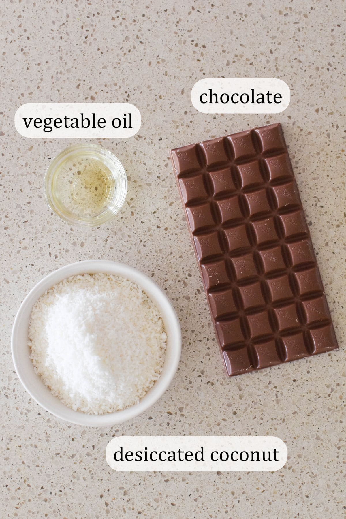 Ingredients for Coconut Roughs.