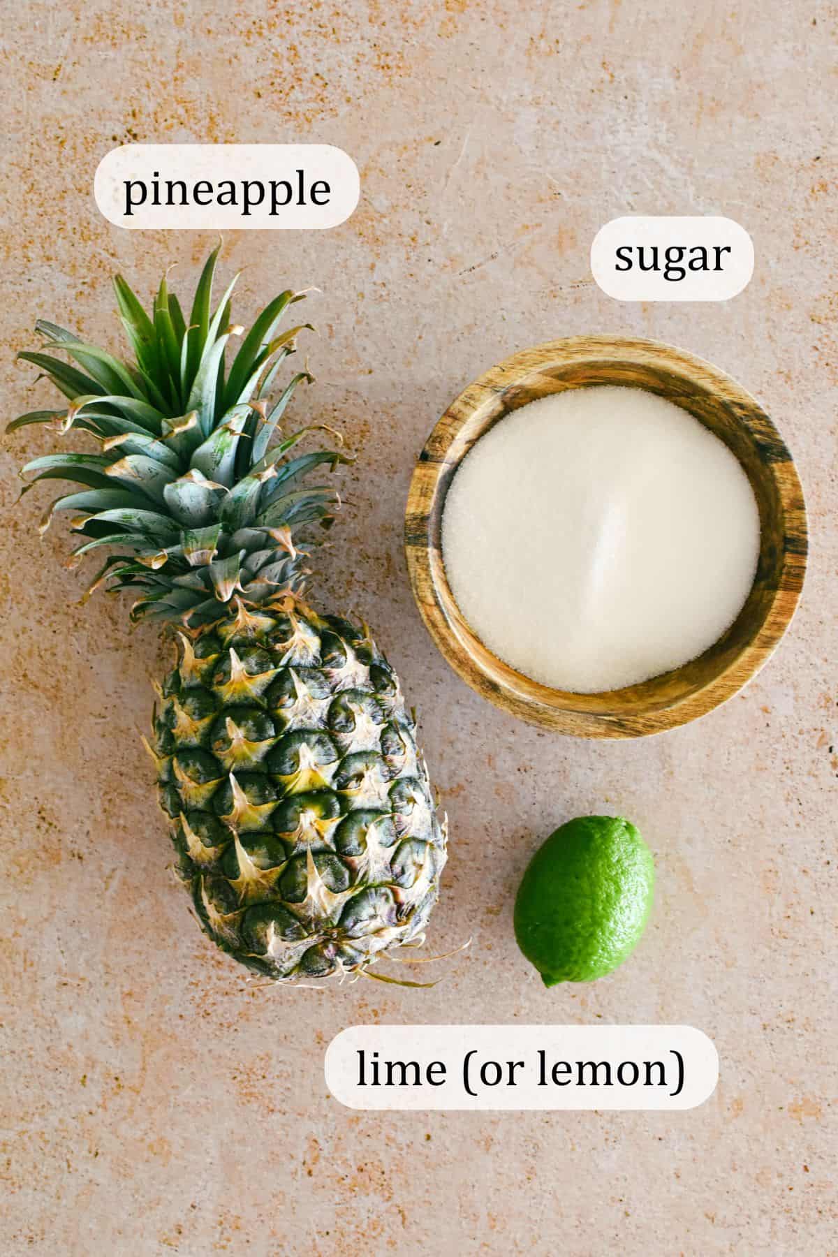 Ingredients for pineapple jam.