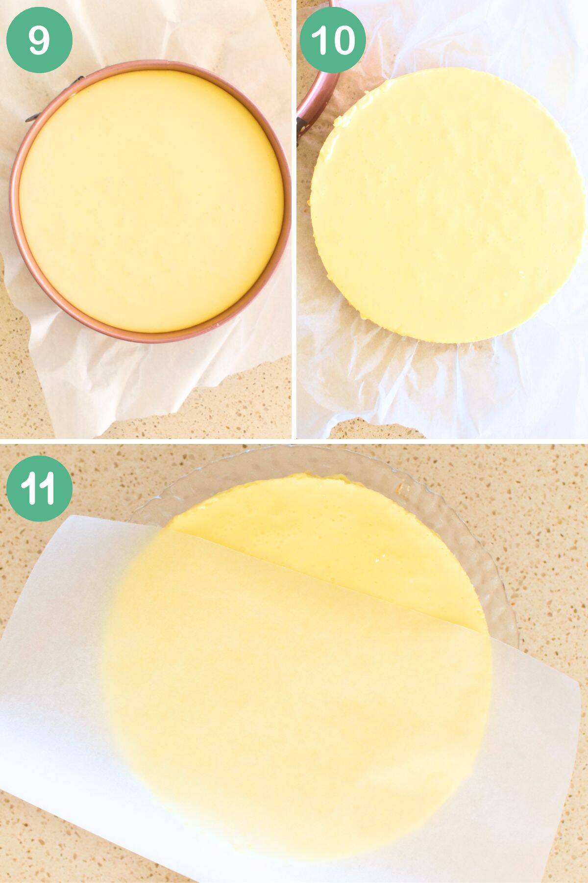 Setting Lemon No Bake Cheesecake.
