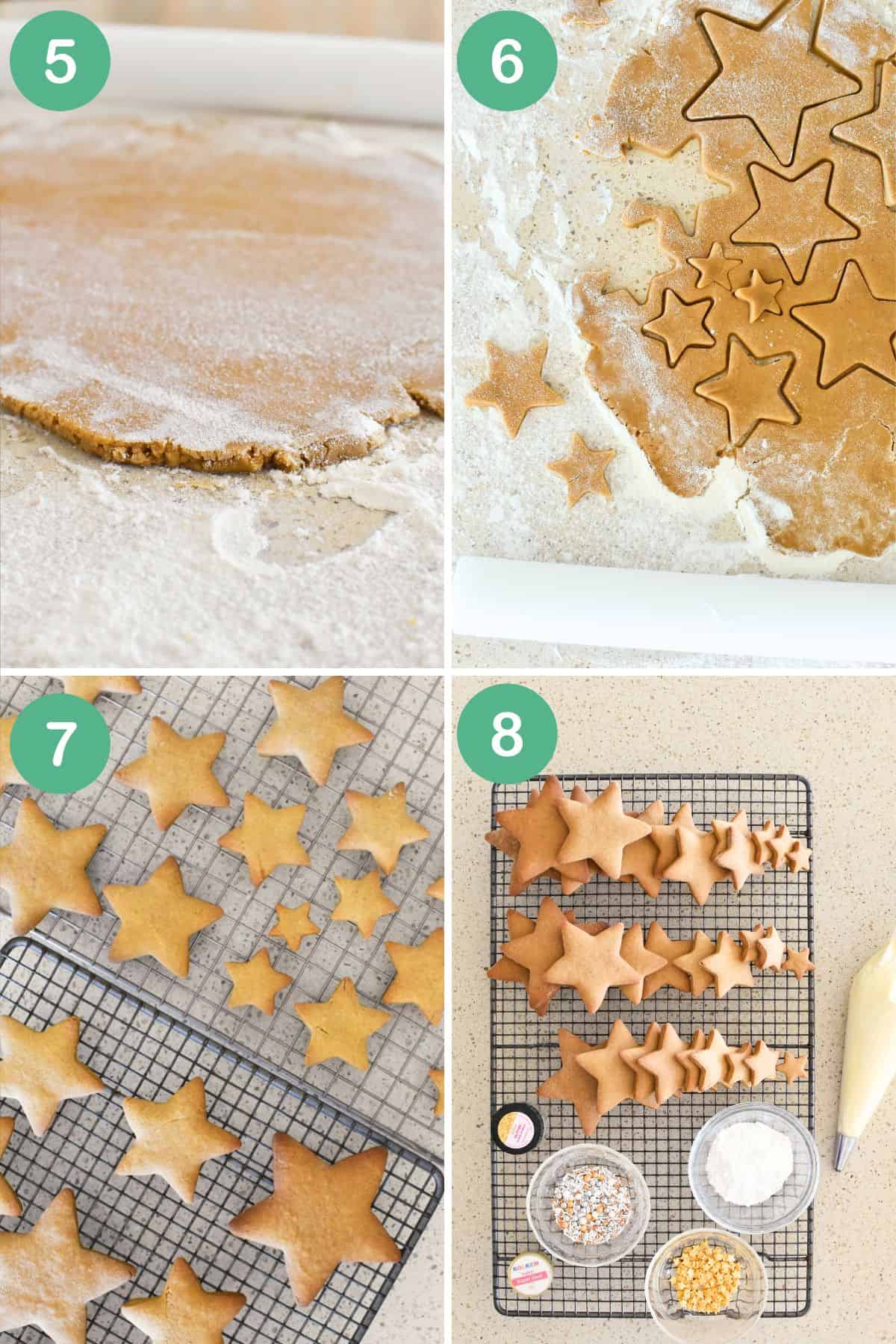 Cutting out star shapes for Christmas Tree gingerbread.