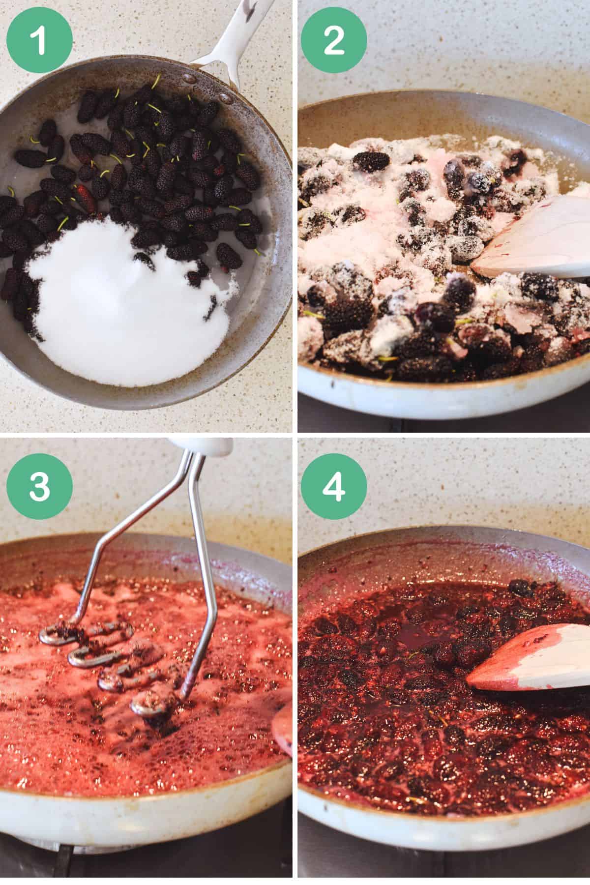 Making Mulberry Syrup.