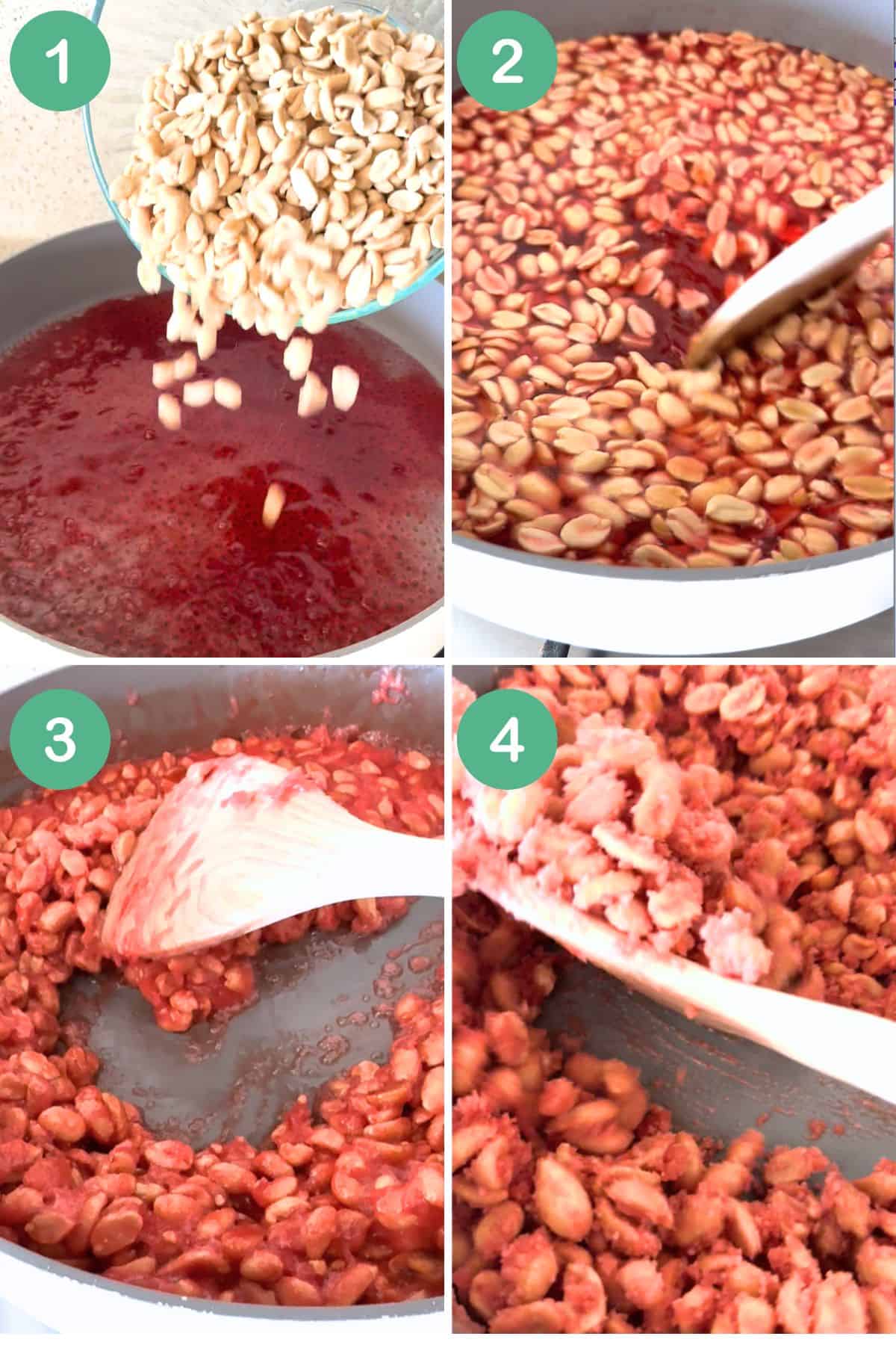 Making sugar coated peanuts.