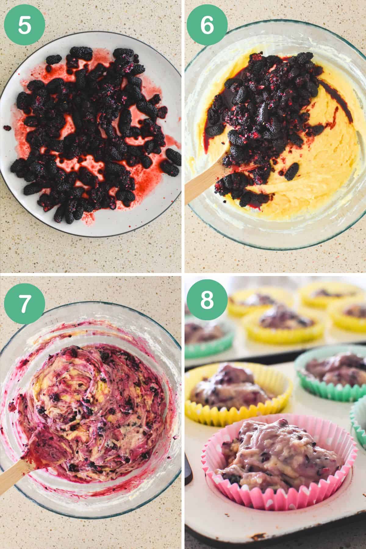 Hot to make Mulberry Muffins - collage 2.