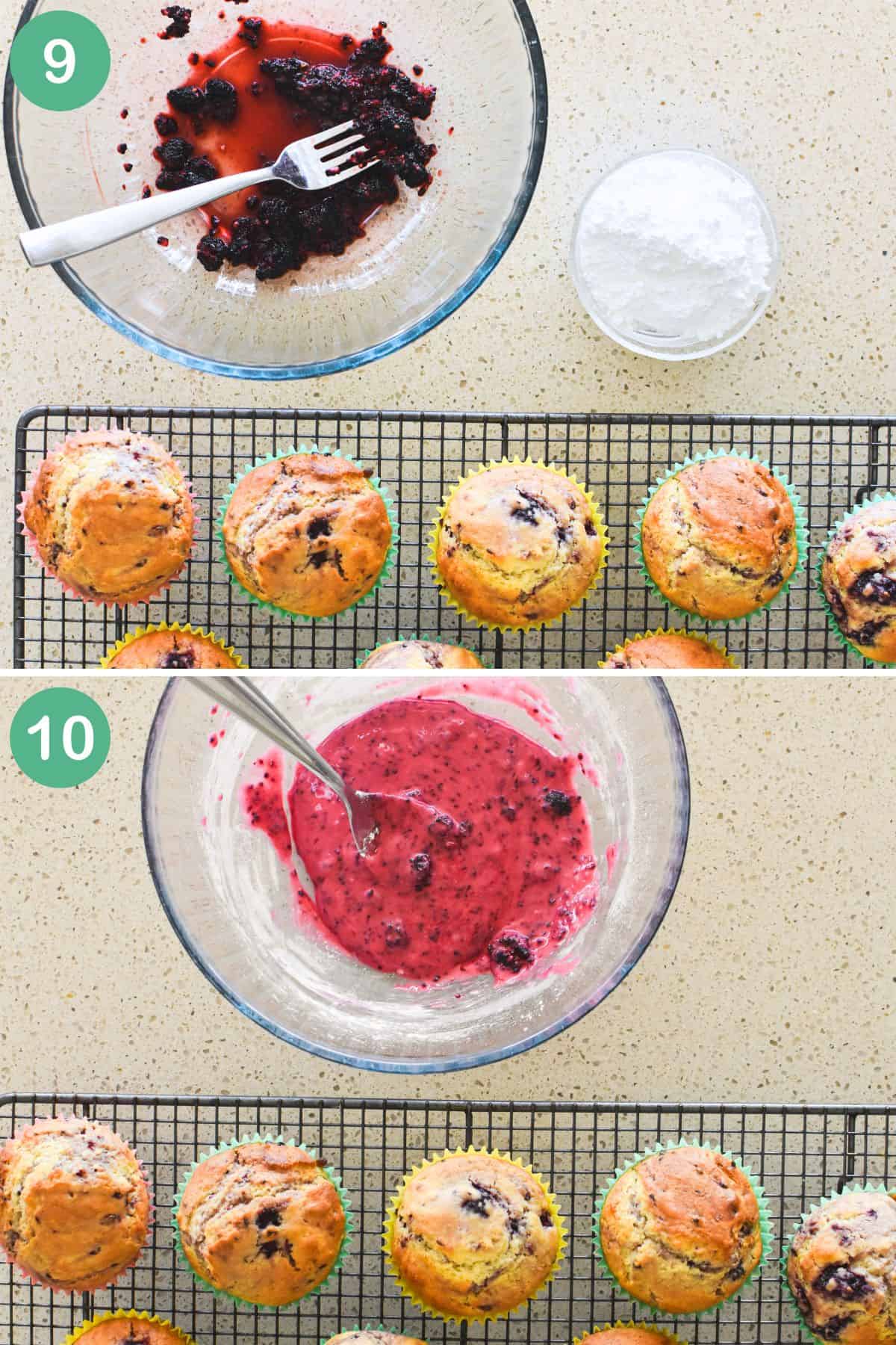 Hot to make Mulberry Muffins - collage 3.