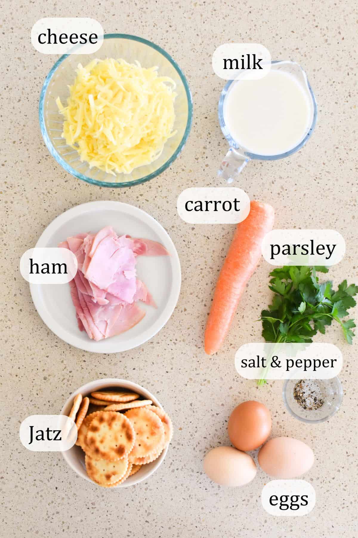 Ingredients for Savoury Slice.
