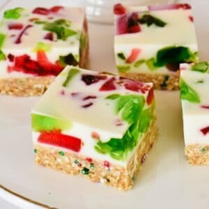 Christmas Jelly Slice on plate.
