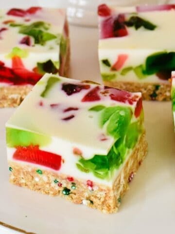 Christmas Jelly Slice on plate.